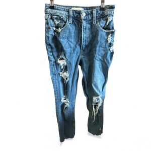 Abercrombie & Fitch Womens Size 0 or 25W X 22L Distressed High Rise Mom Jeans